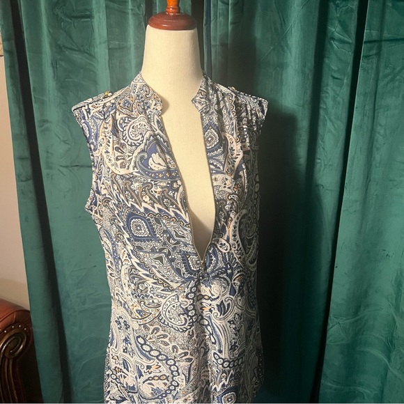 PerSeption Concept Paisley Half Zip Tank Top Blouse EUC - Picture 7 of 9